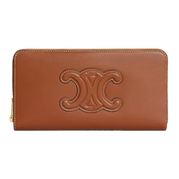 CELINE Smooth Calf Leather Wallet Large Size Women's Brown