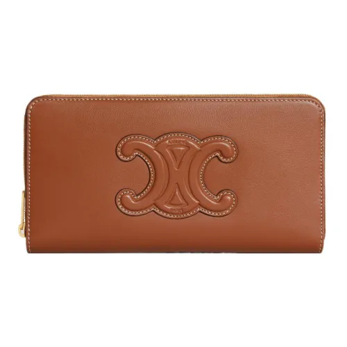 CELINE Smooth Calf Leather Wallet Large Size Women's Brown