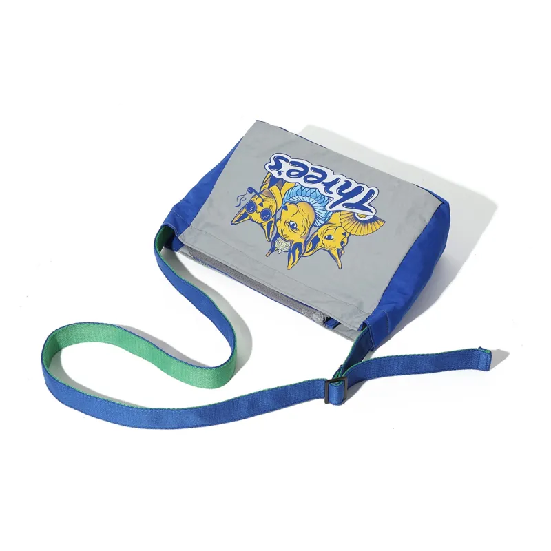 MASTER CANVAS Canvas Canvas Bag Denim Shoulder Bag Crossbody Bag Large Size Unisex Blue-3
