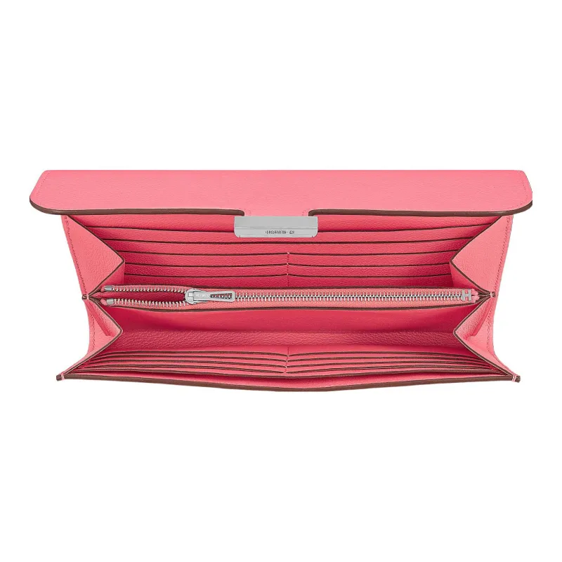 HERMES Evercolor Calfskin Wallet Women's 8W RoseAzalee New Lipstick Powder-1