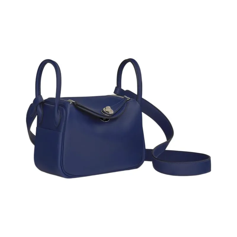 HERMES Lindy Swift Calfskin Handbag Shoulder Bag Crossbody Bag Mini Women's 73 Bleu Saphir Sapphire Blue-1