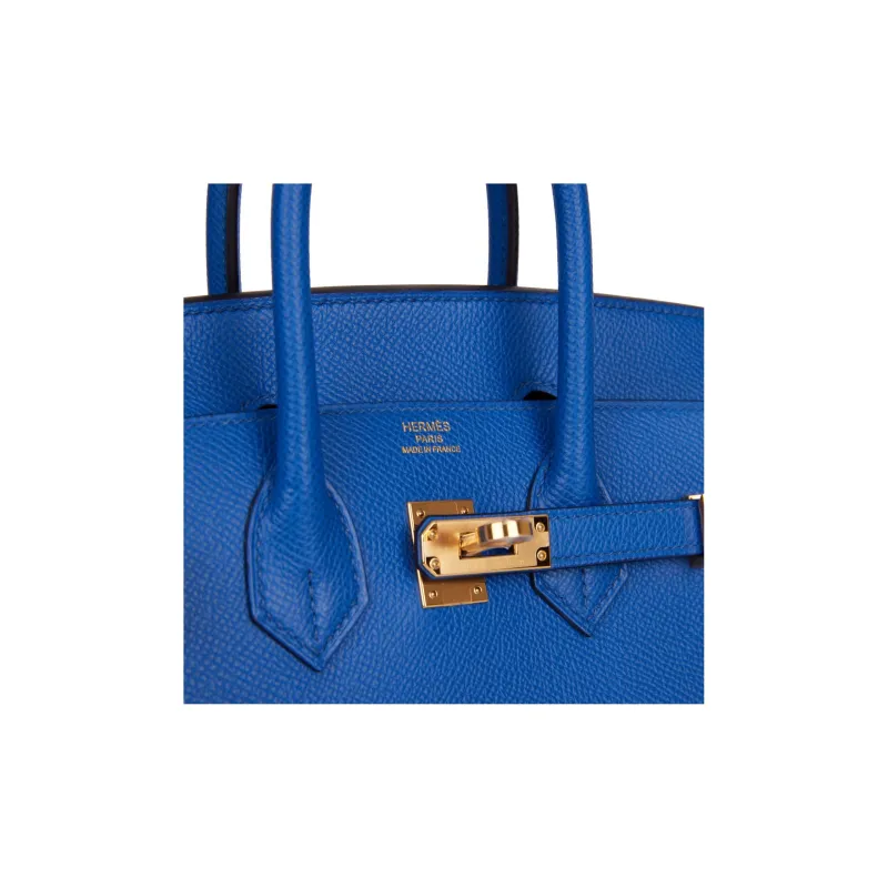 HERMES Birkin Epsom Leather Handbag Women's 71 Bleu France French Blue-6
