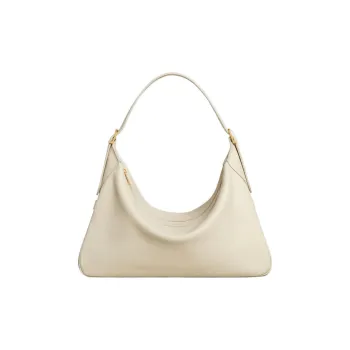 CELINE Romy Collection Soft Cow Leather One Shoulder Handbag Large Size Women's Pearl White