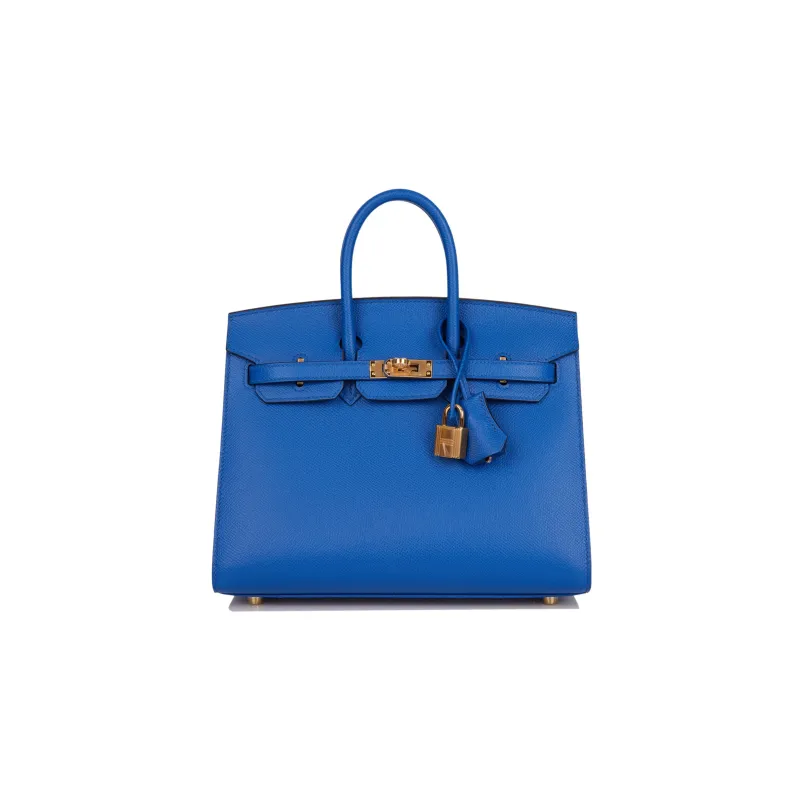 HERMES Birkin Epsom Leather Handbag Women's 71 Bleu France French Blue-0