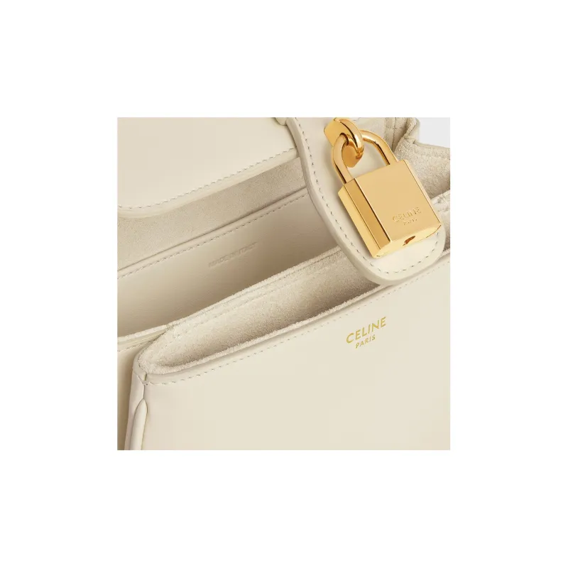 CELINE Tabou Smooth Calf Leather Shoulder Bag Crossbody Bag Handbag Mini Women's Pearl White-4