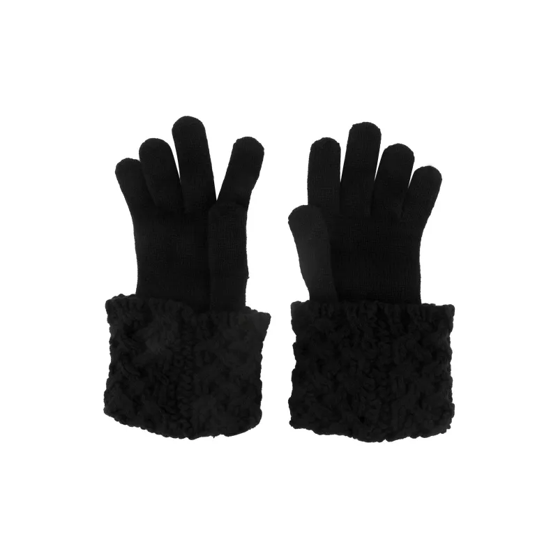 CHANEL Cashmere Knit Gloves Unisex Black-1