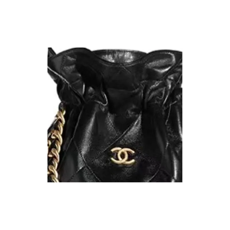 CHANEL Glossy Sheepskin Bucket Bag, Shoulder Bag, Crossbody Bag Tubas Women's Black-1