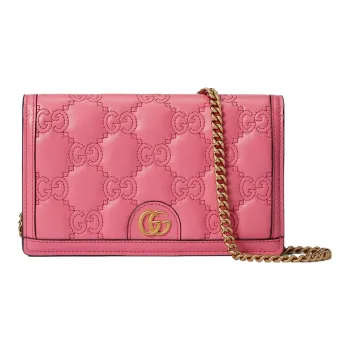 GUCCI Quilted Leather Small Square Bag, Shoulder Bag, Crossbody Bag, Wallet Women's Pink