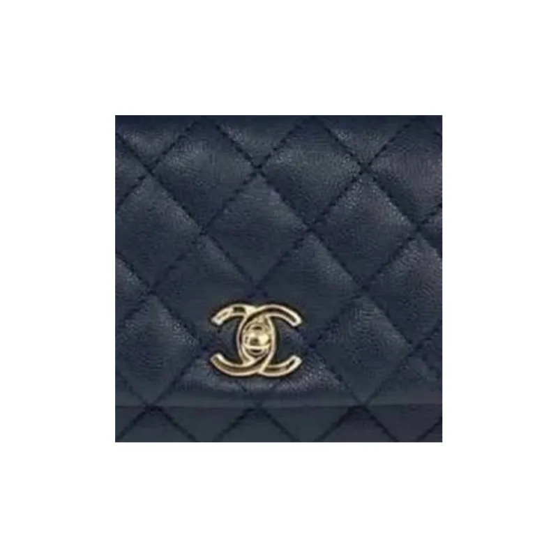 CHANEL Coco Handle Grain Cow Leather Handbag, Shoulder Bag, Crossbody Bag Mini Women's Marine Blue-1