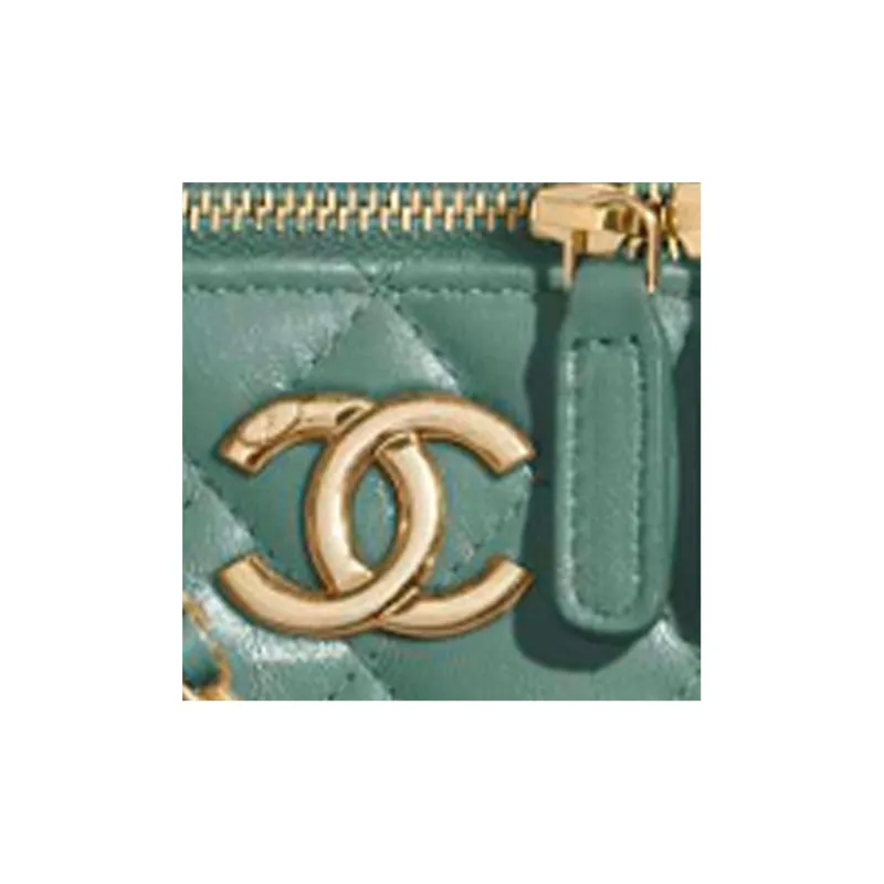 CHANEL Calfskin Box Bag, Flap Bag, Coin Purse, Shoulder Bag, Crossbody Bag Trumpets Women's Green-1