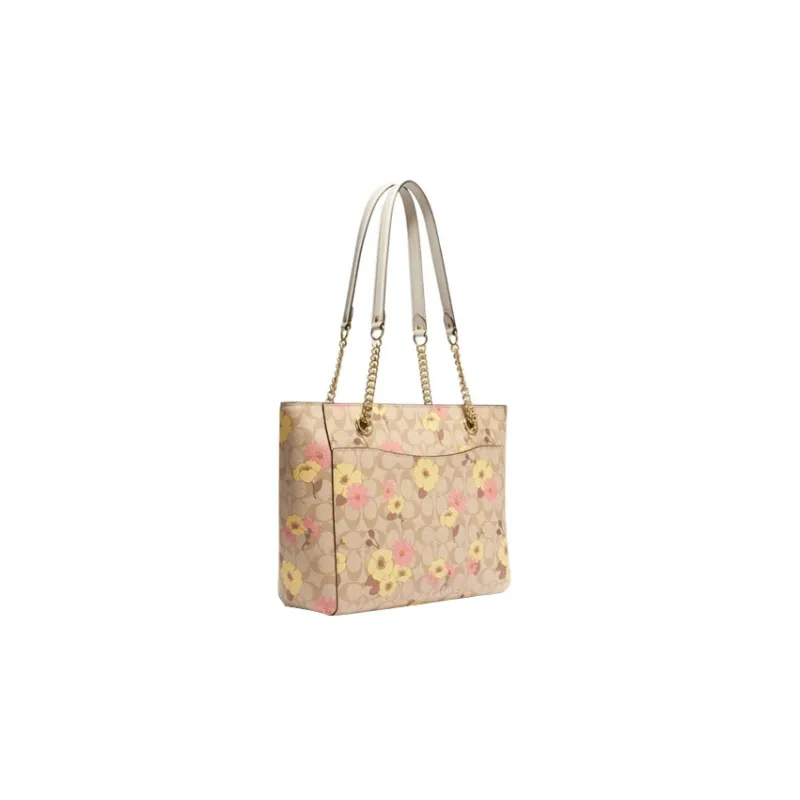 COACH Cammie Canvas With Leather Tote Bag, Shopping Bag, Handbag, Shoulder Bag Women's Khaki-1