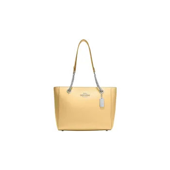 COACH Cammie Pebbled Leather Tote Bag, Shopping Bag, Handbag, Shoulder Bag Women's Yellow