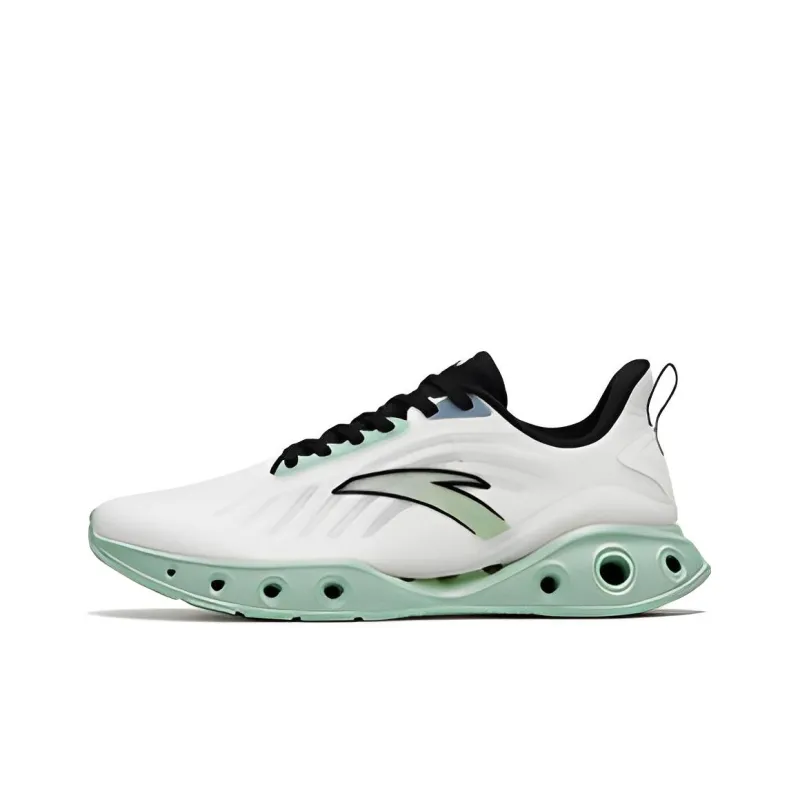 Anta Little Energy Ring Anti Slip Wear Resistant Low Top Running Shoes Men's White Green-0