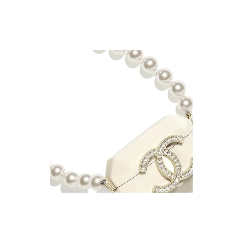 CHANEL Lambskin Earphone Case Women's White-2