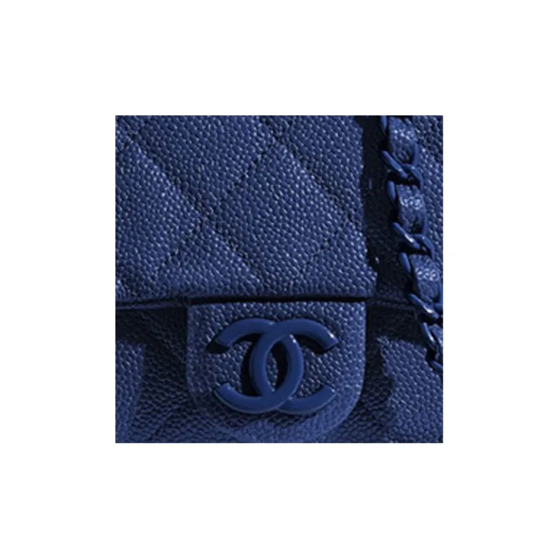 CHANEL Caviar Calfskin Flap Bag, Shoulder Bag, Crossbody Bag Women's Dark Blue-2