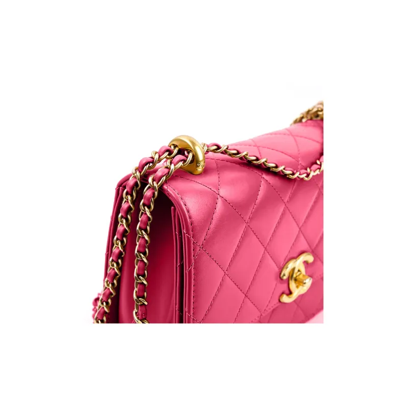 CHANEL Calfskin Flap Bag, Coin Purse, Shoulder Bag, Crossbody Bag Trumpets Women's Pink-3