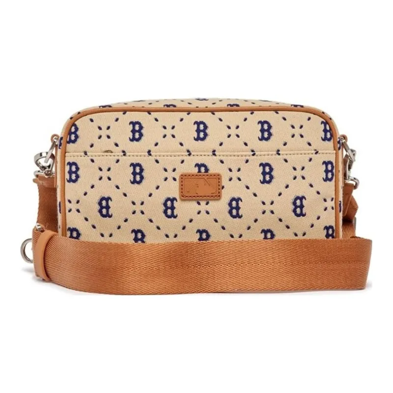 MLB Monogram Collection Artificial Leather Camera Bag, Shoulder Bag, Crossbody Bag Regular Unisex Beige-3