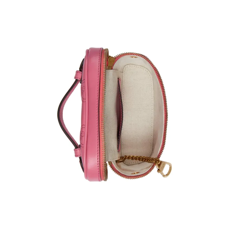 GUCCI GG Matelassé Leather Handle Bag Makeup Box Shoulder Bag, Handbag Mini Women's Pink-6