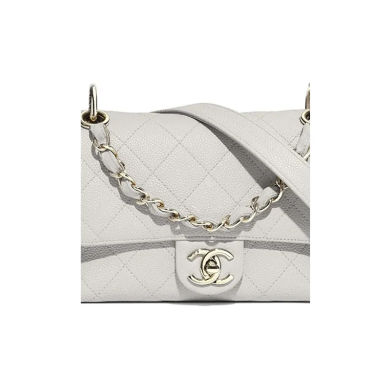 CHANEL Embossed Calfskin One Shoulder Handbag, Crossbody Bag Women's Gray-1