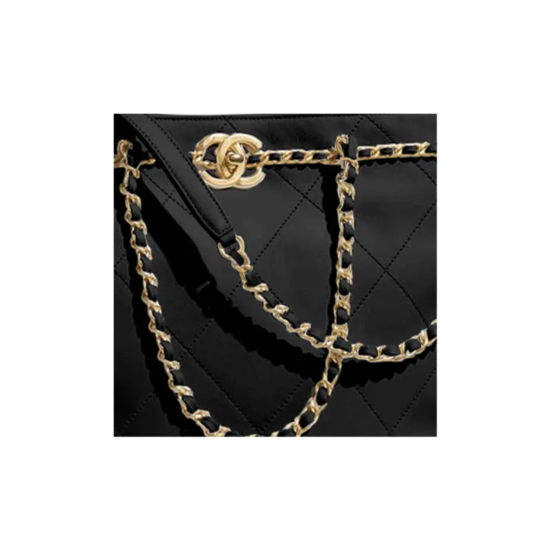 CHANEL Cow Leather Tote Bag, Shopping Bag, Handbag, Shoulder Bag Trumpets Women's Black-2