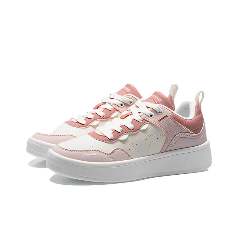 LiNing The Beginning Of The Line Slip Resistant, Abrasion Resistant, Lightweight Low Top Skateboard Shoes Women's Pink-2