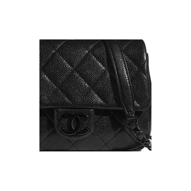 CHANEL Grain Embossed Calfskin Mini Square Flap Bag, Top Handle Shoulder Bag, Crossbody Bag Women's Black-4