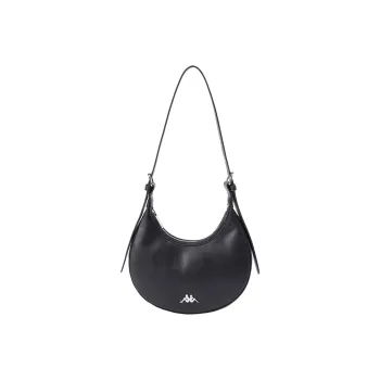 Kappa Polyurethane Shoulder Bag, Crescent Bag, Shoulder Bag Regular Women's Classic Black