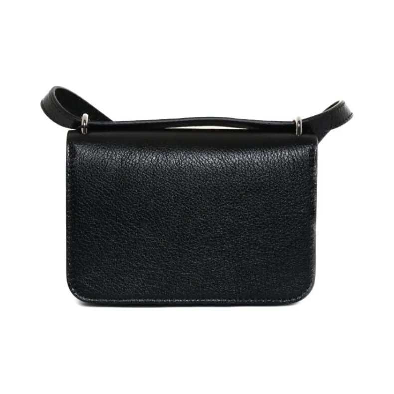 Burberry Vintage Plaid Patchwork Leather Hoop Bag Shoulder Bag Crossbody Bag Mini Women's Black-3
