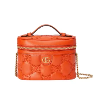 GUCCI GG Matelassé Leather Controller Bag With Makeup Box Shoulder Bags Handbags Mini Women's Orange