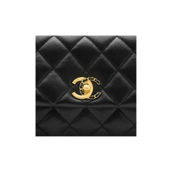 CHANEL 22A Early Autumn Sheepskin Chain Bag, Shoulder Bag, Crossbody Bag Mini Women's Black
