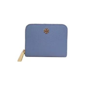 TORY BURCH Emerson Cross Grain Leather Wallet Women's Blue