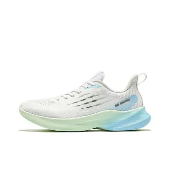 QIAODAN Sigh 4.0 Anti Slip Wear Resistant Low Top Running Shoes Men's White Blue Green