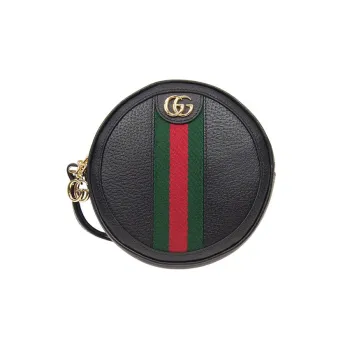 GUCCI Ophidia Cow Leather Coin Purse Wrist Bag Portable Clutch Women's Black