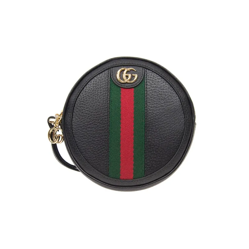 GUCCI Ophidia Cow Leather Coin Purse Wrist Bag Portable Clutch Women's Black-0