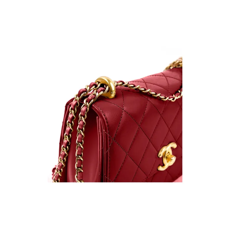 CHANEL Calfskin Flap Bag, Shoulder Bag, Crossbody Bag Trumpets Women's Burgundy-3