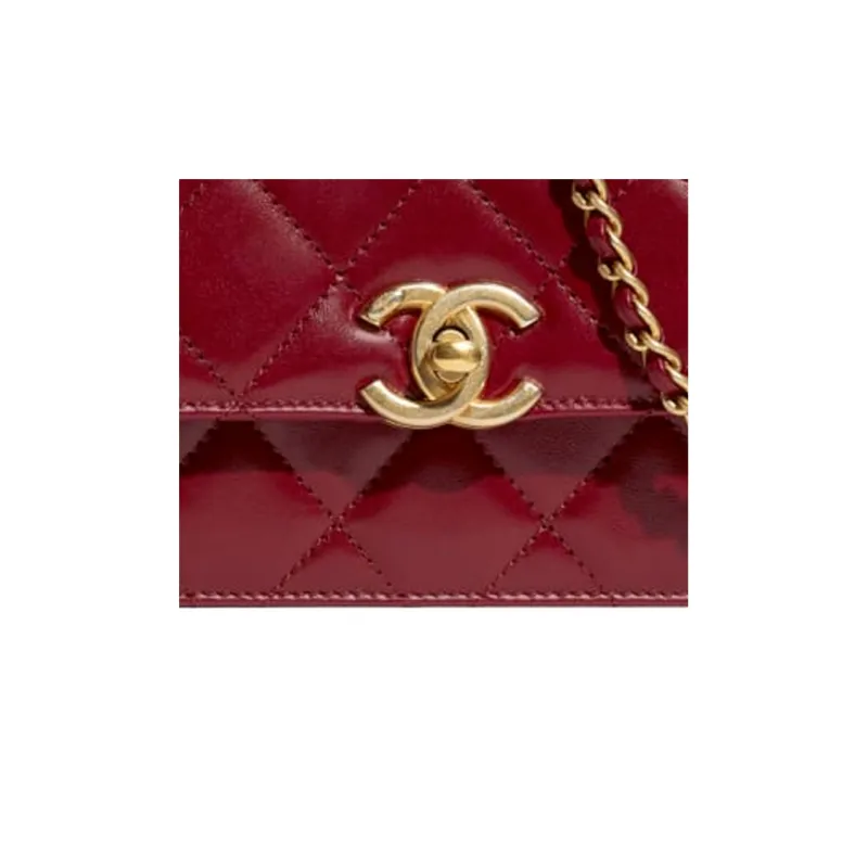 CHANEL Calfskin & Metal Flap Bag, Coin Purse, Shoulder Bag, Crossbody Bag Mini Women's Burgundy-3
