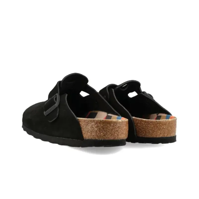 Birkenstock Boston Suede Black Pattern Footbed-2