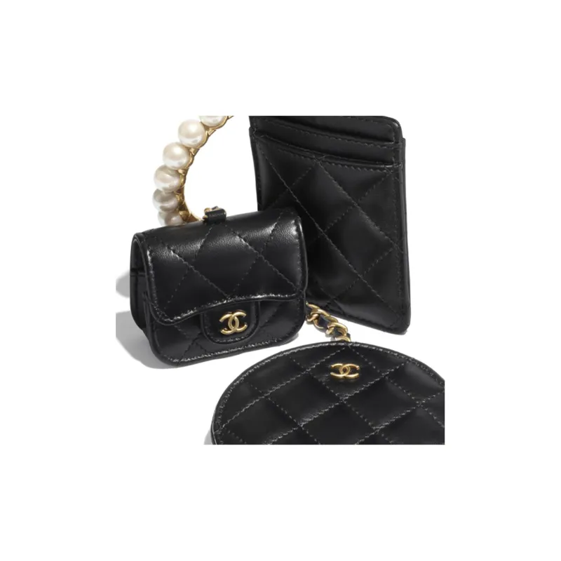 CHANEL Sheepskin 3 in 1 Bangle Bag Wrist Bag Unisex-4