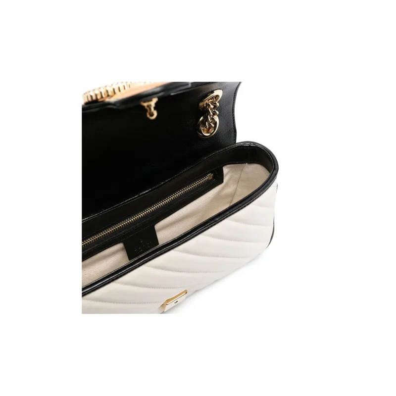GUCCI GG Marmont Quilted Leather Portable Crossbody Bag, Shoulder Bag Women's White/Beige-2