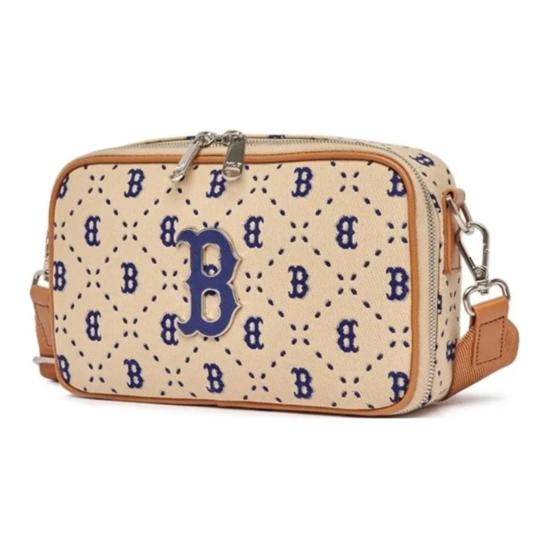MLB Monogram Collection Artificial Leather Camera Bag, Shoulder Bag, Crossbody Bag Regular Unisex Beige-1