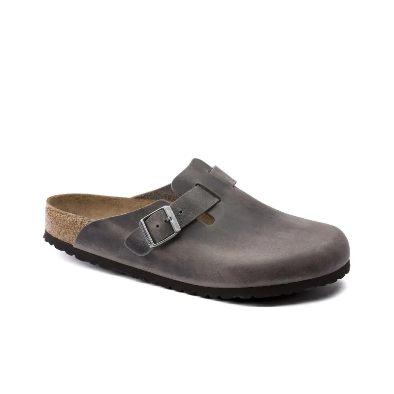 Birkenstock Boston Soft Footbed Oiled Leather Sandals 'Iron'-1
