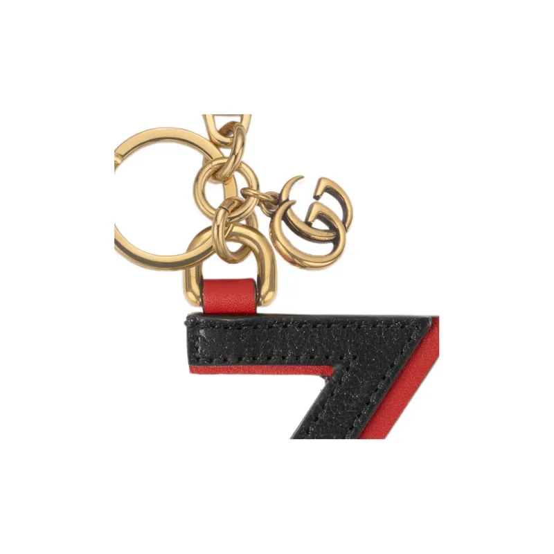 GUCCI Canvas With Leather Keychain Bag Accessory Women's Black/Red-2