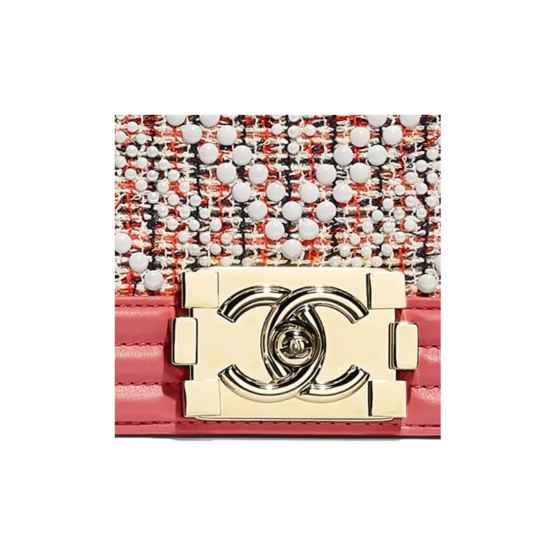 CHANEL Leboy Twill Soft Tweed & Calfskin Metal Shoulder Bag, Crossbody Bag Women's Pink-3