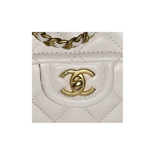 CHANEL Classic Flap CF Litchi Grain Calfskin Shoulder Bag, Crossbody Bag Women's White