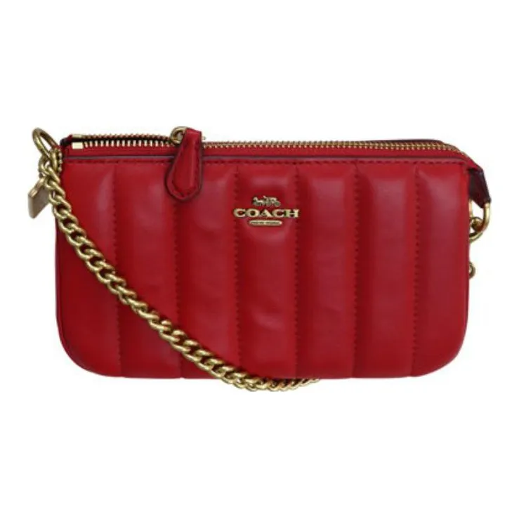 COACH Jennifer Collaboration Nolita Leather Quilting Shoulder Bag Clutch Bag Small Size Women's Red-1