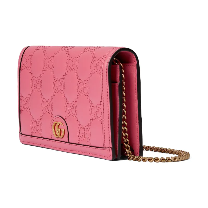 GUCCI Quilted Leather Small Square Bag, Shoulder Bag, Crossbody Bag, Wallet Women's Pink-1