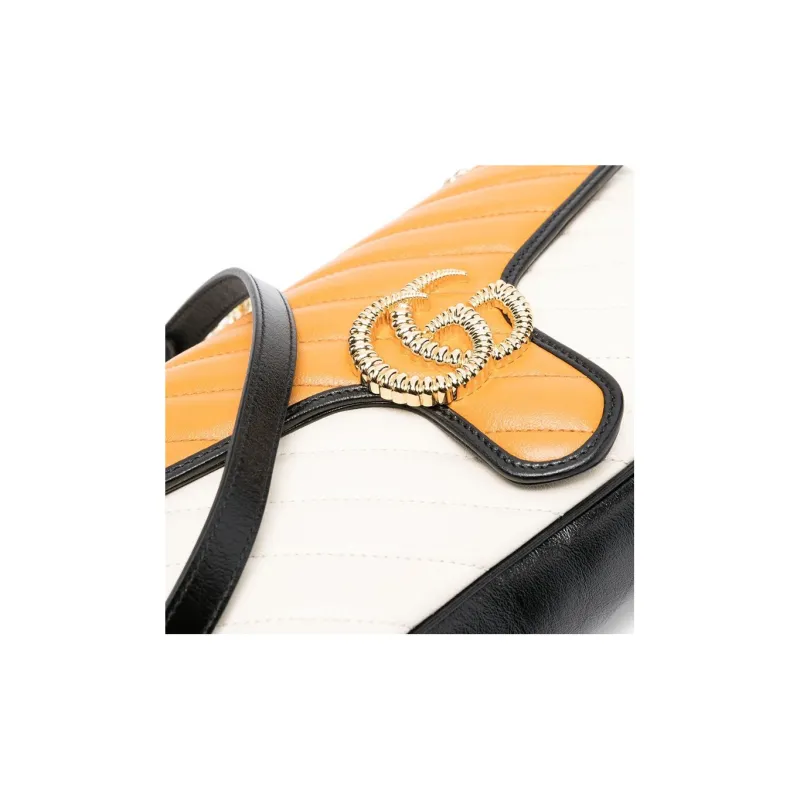GUCCI GG Marmont Quilted Leather Portable Crossbody Bag, Shoulder Bag Women's White/Beige-3