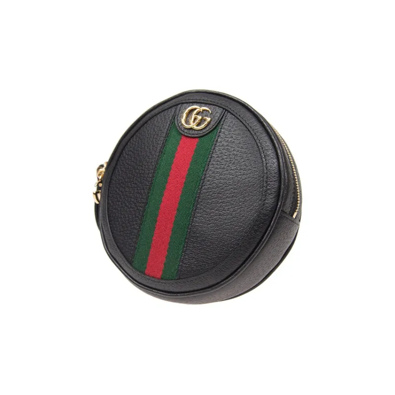 GUCCI Ophidia Cow Leather Coin Purse Wrist Bag Portable Clutch Women's Black-1