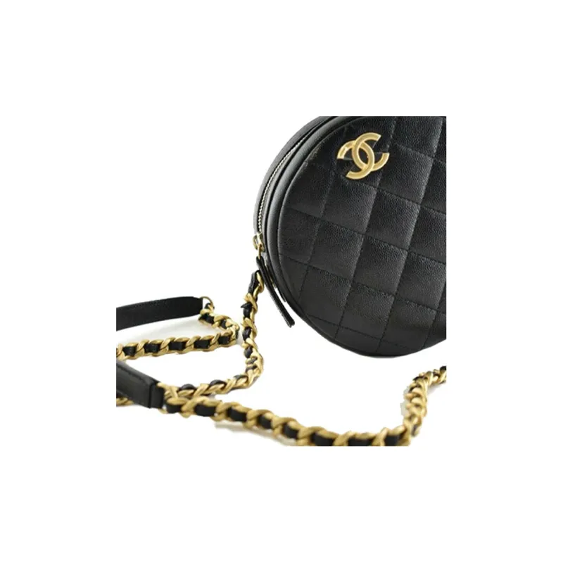 CHANEL Calfskin Shoulder Bag, Crossbody Bag Trumpets Unisex Black-4