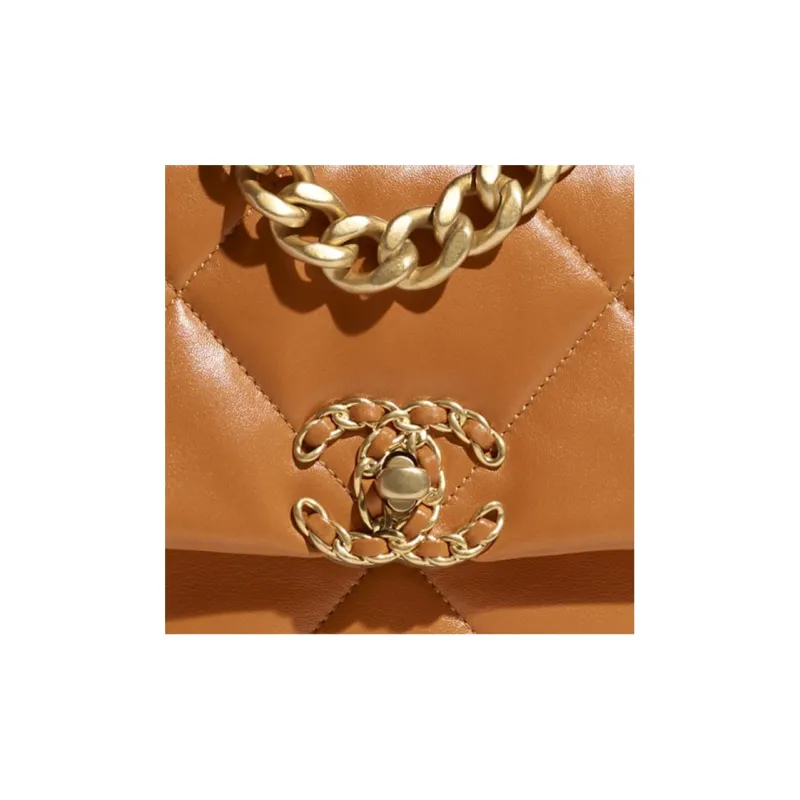 CHANEL 19Bag Lambskin Portable Crossbody Bag, Shoulder Bag Women's Brown-3